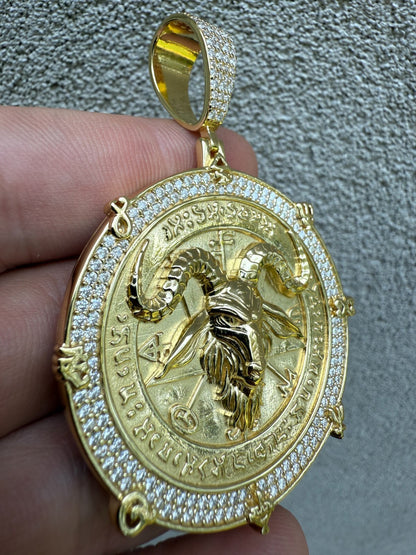 MOISSANITE Baphomet Satan - 14k Gold Vermeil or 925 Silver - Large 3"