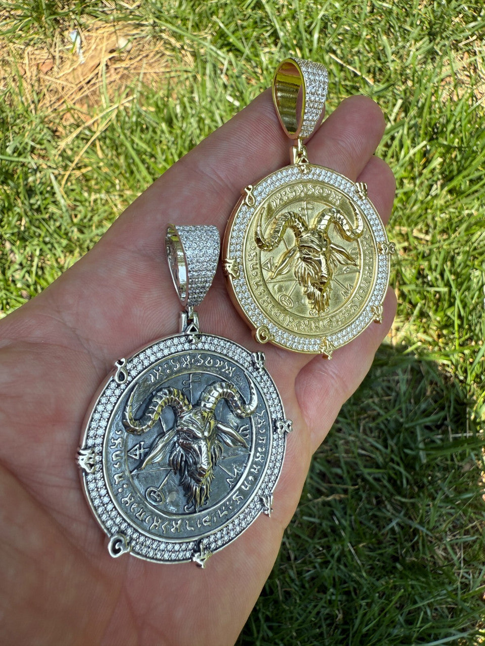 MOISSANITE Baphomet Satan - 14k Gold Vermeil or 925 Silver - Large 3"