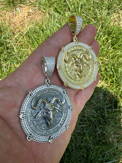 MOISSANITE Baphomet Satan - 14k Gold Vermeil or 925 Silver - Large 3"