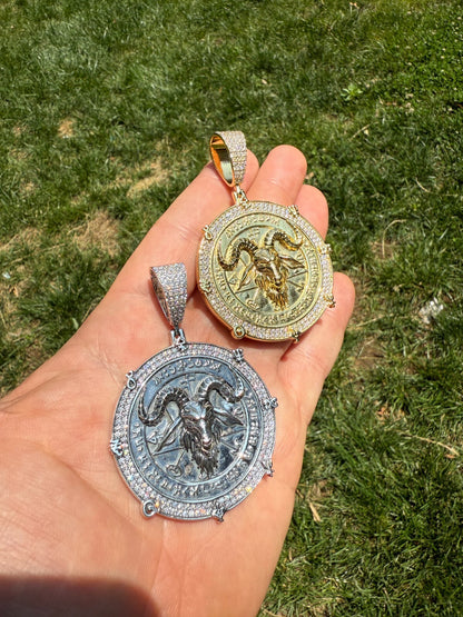 MOISSANITE Baphomet Satan - 14k Gold Vermeil or 925 Silver - Large 3"