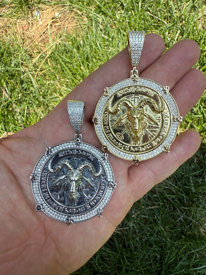 MOISSANITE Baphomet Satan - 14k Gold Vermeil or 925 Silver - Large 3"