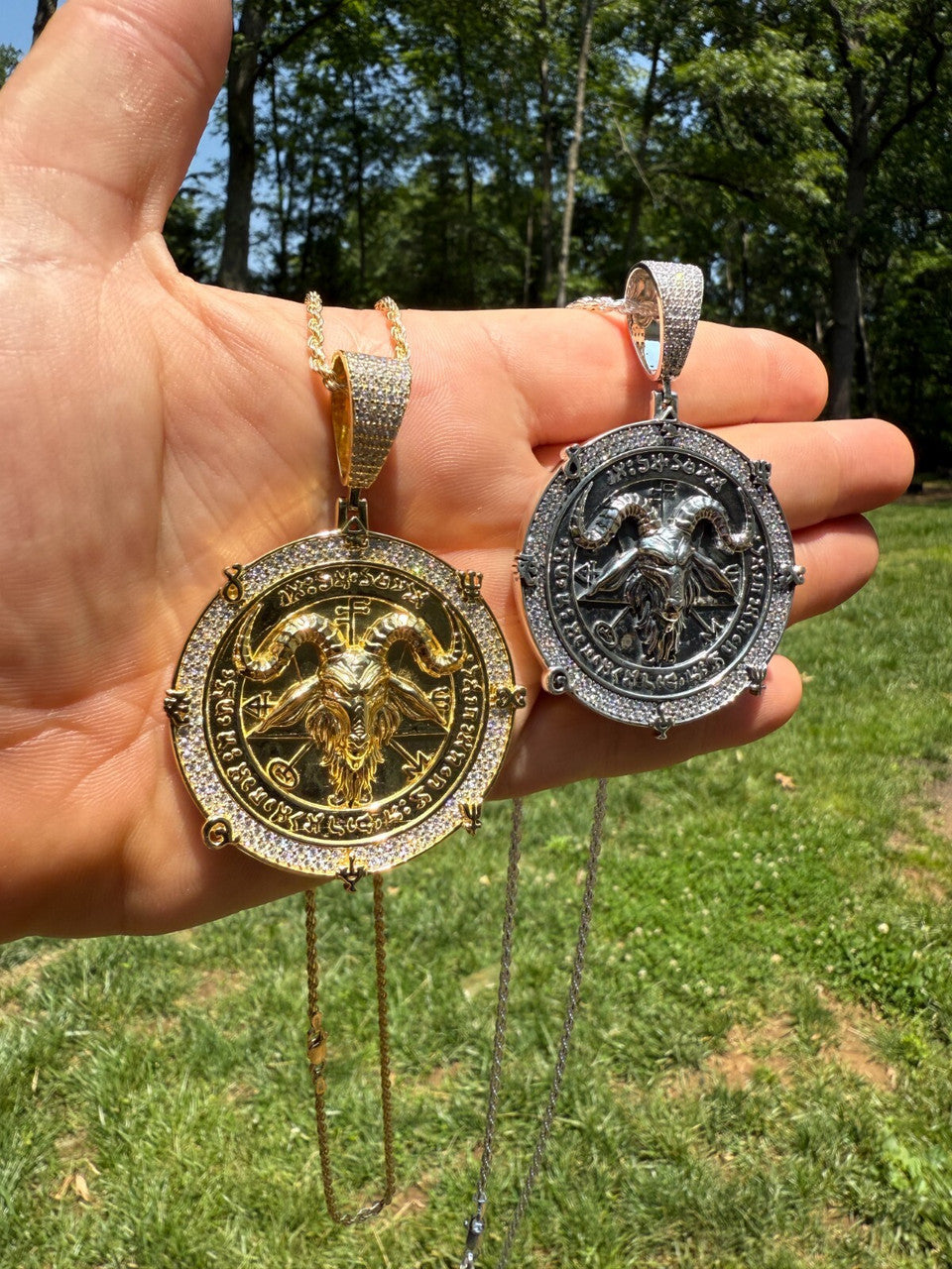 MOISSANITE Baphomet Satan - 14k Gold Vermeil or 925 Silver - Large 3"