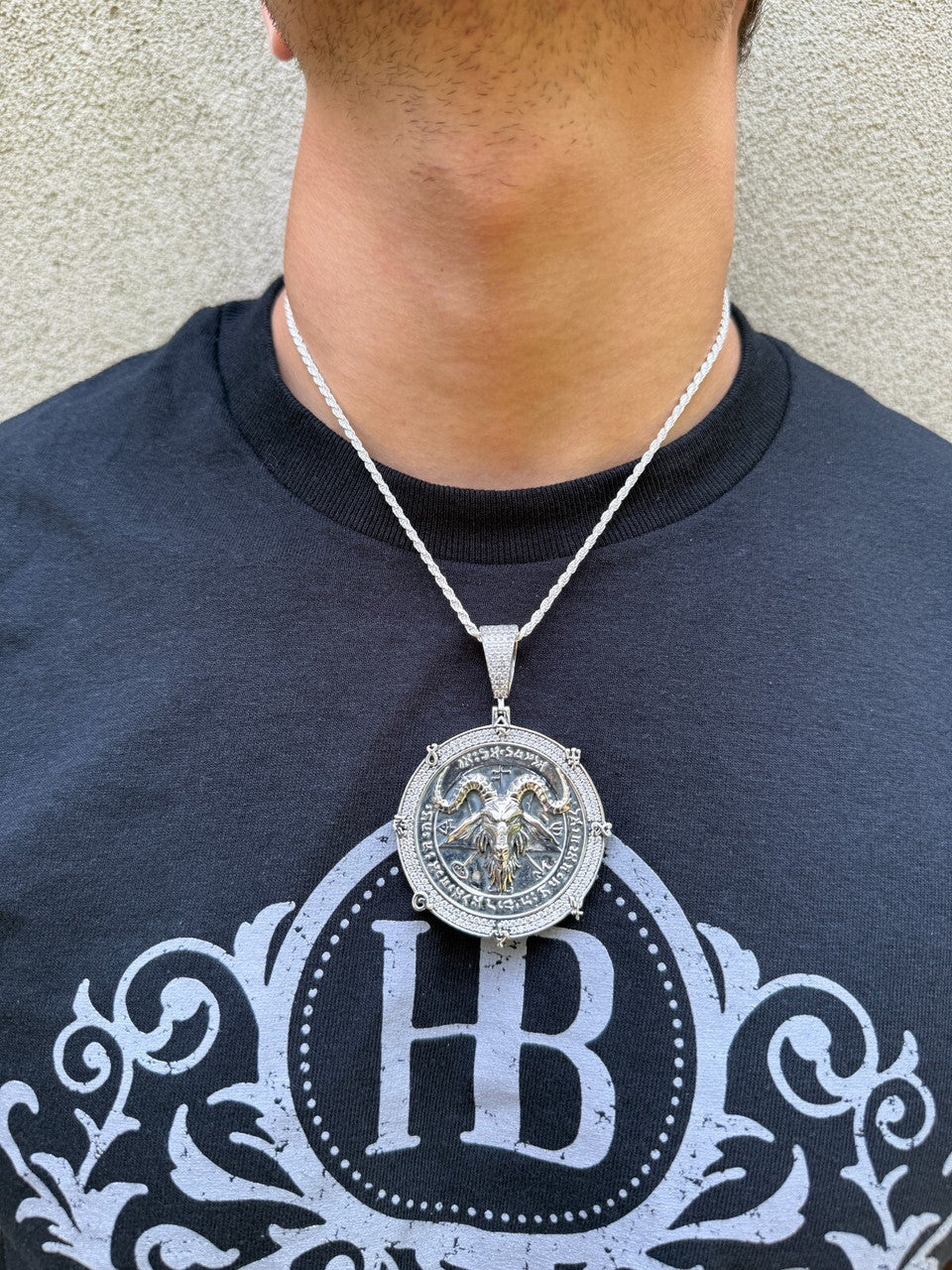 MOISSANITE Baphomet Satan - 14k Gold Vermeil or 925 Silver - Large 3"