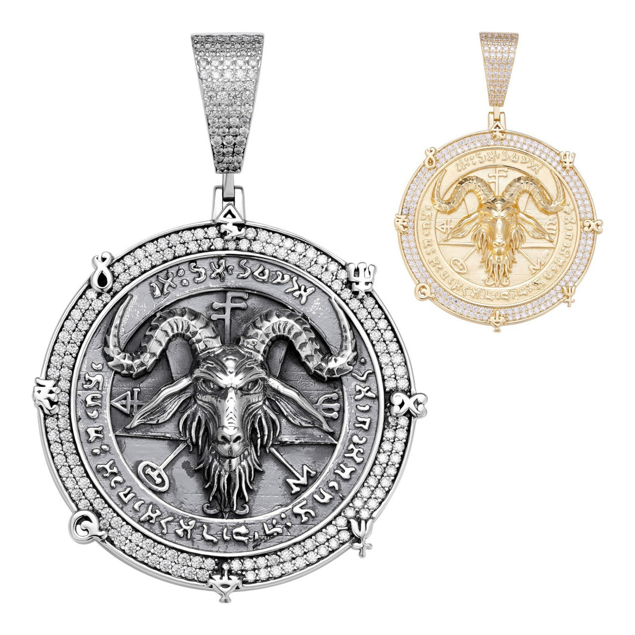 MOISSANITE Baphomet Satan - 14k Gold Vermeil or 925 Silver - Large 3"