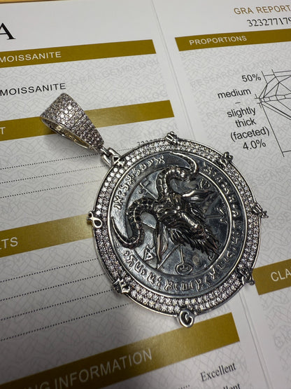 MOISSANITE Baphomet Satan - 14k Gold Vermeil or 925 Silver - Large 3"