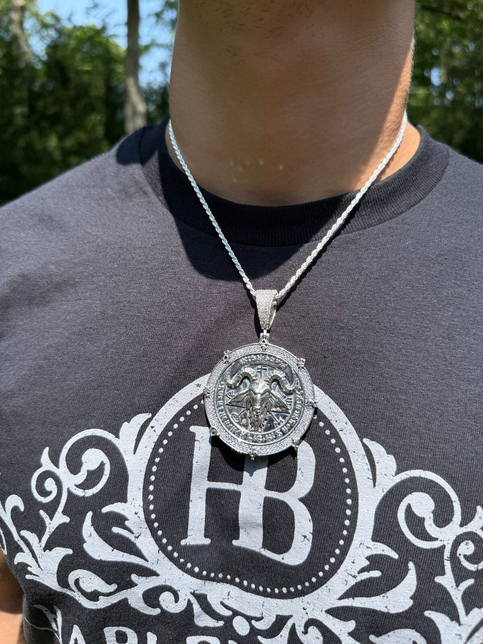 MOISSANITE Baphomet Satan - 14k Gold Vermeil or 925 Silver - Large 3"