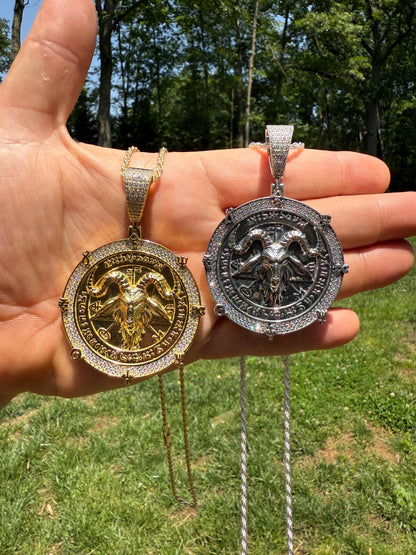 MOISSANITE Baphomet Satan - 14k Gold Vermeil or 925 Silver - Large 3"
