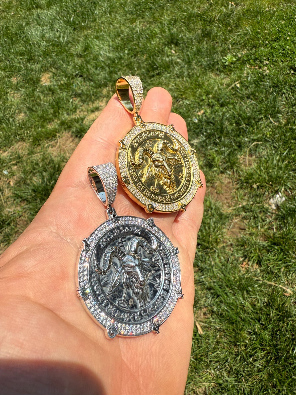 MOISSANITE Baphomet Satan - 14k Gold Vermeil or 925 Silver - Large 3"