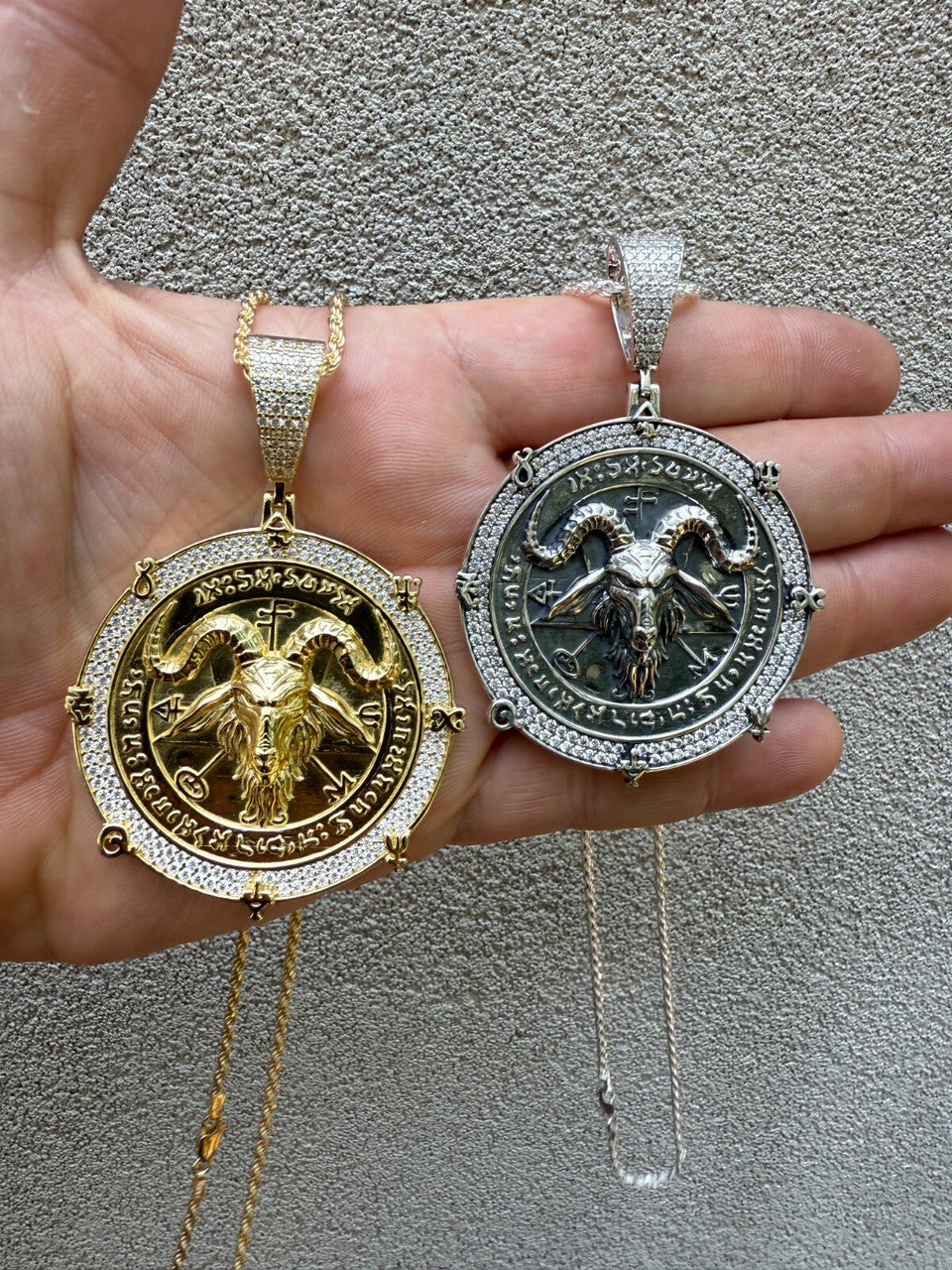 MOISSANITE Baphomet Satan - 14k Gold Vermeil or 925 Silver - Large 3"