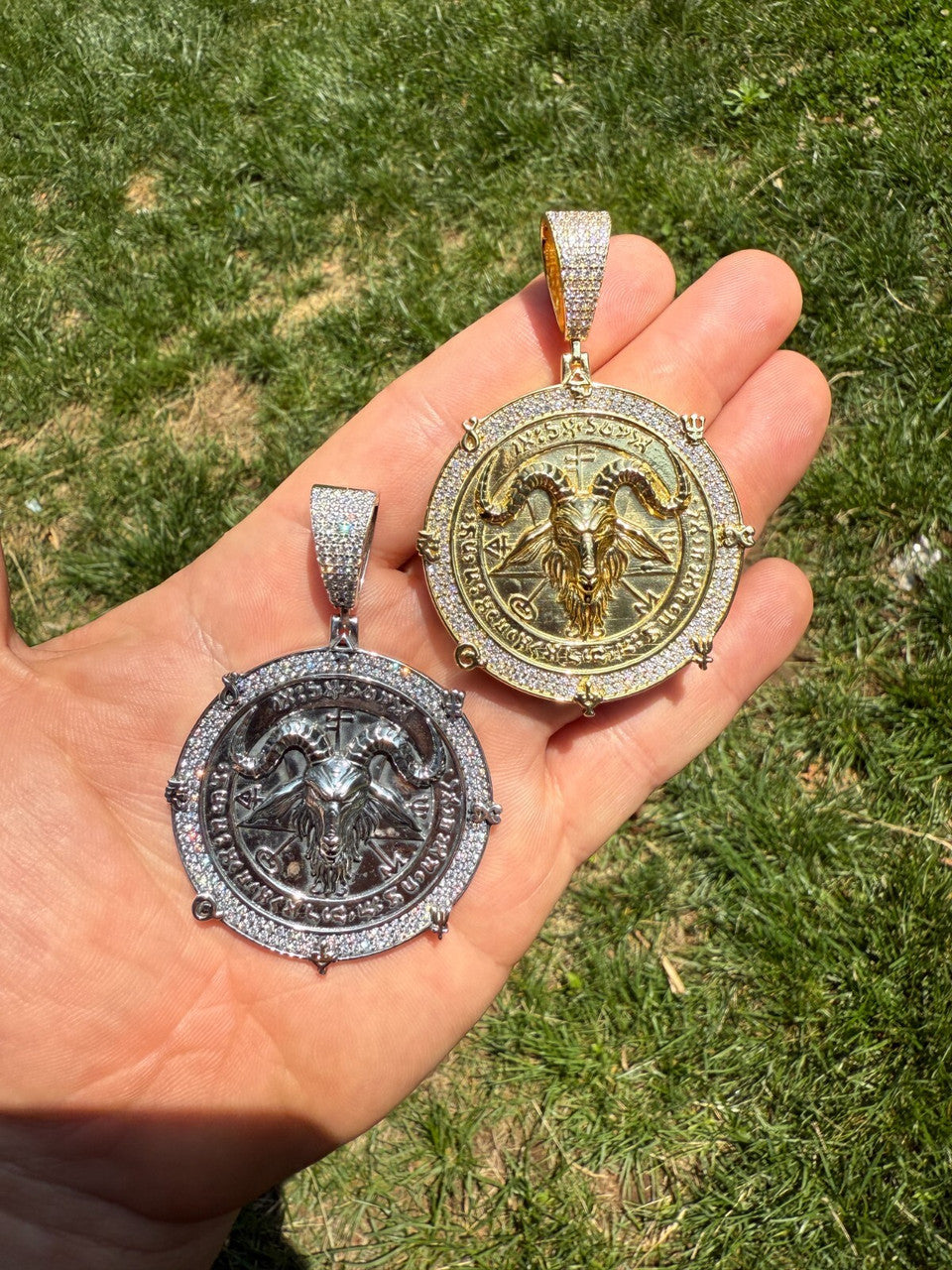 MOISSANITE Baphomet Satan - 14k Gold Vermeil or 925 Silver - Large 3"