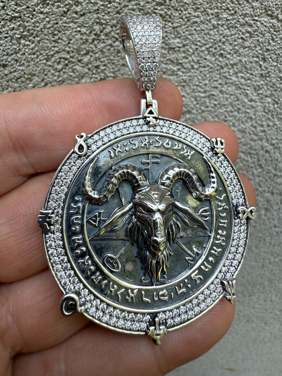 MOISSANITE Baphomet Satan - 14k Gold Vermeil or 925 Silver - Large 3"