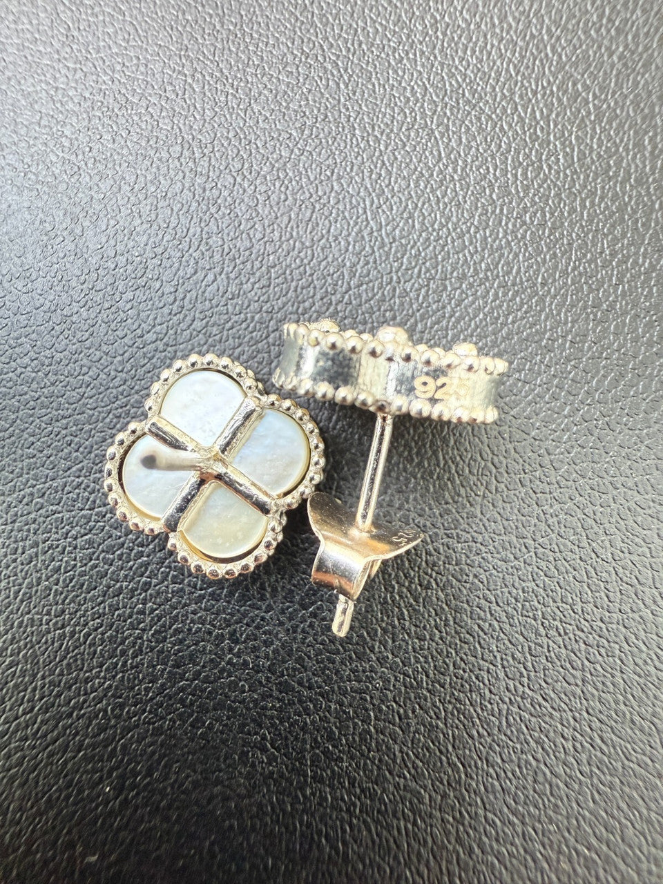 Mother Of Pearl Clover Earrings - 925 Silver - 8mm-12mm