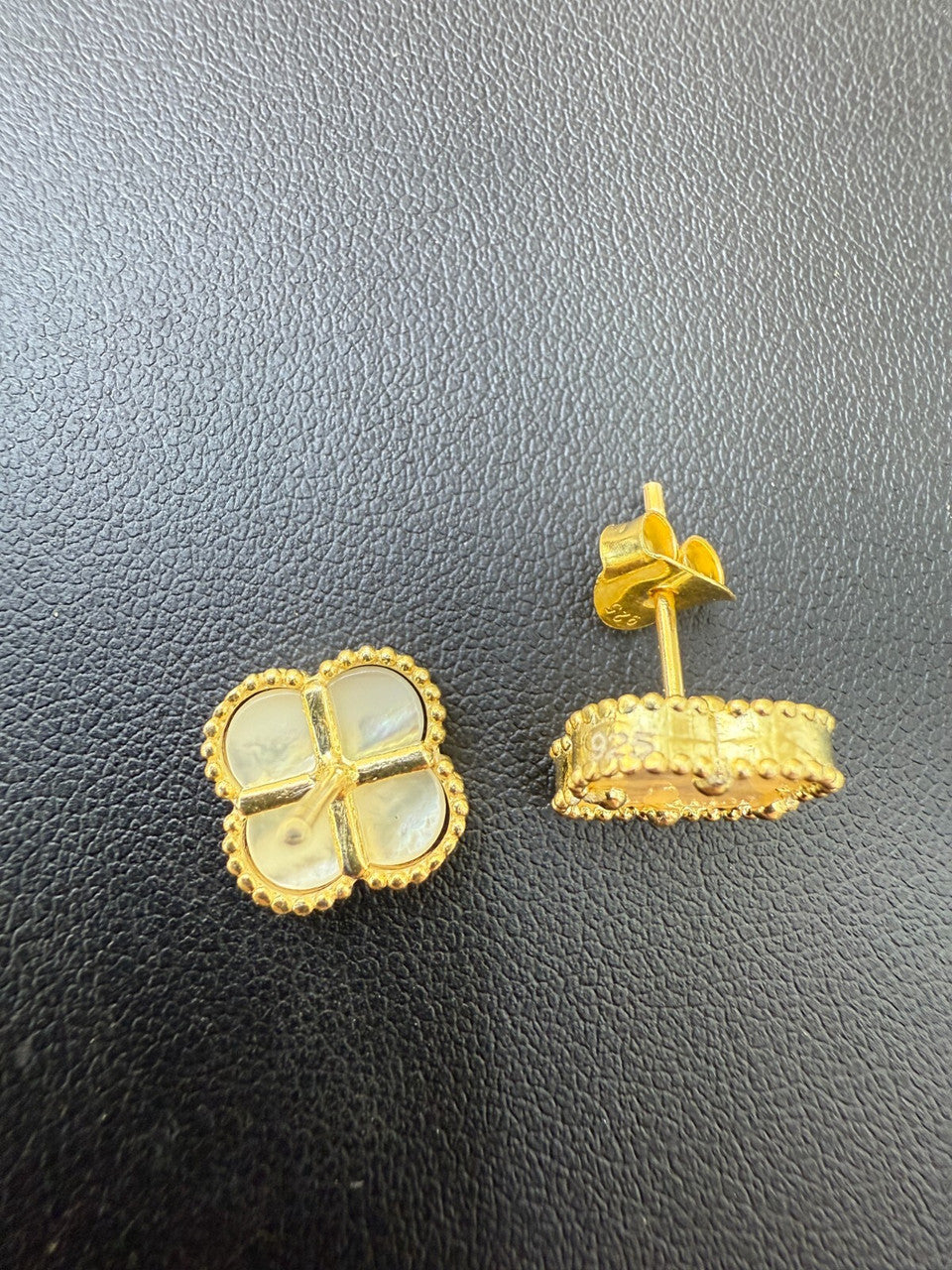 Mother Of Pearl Clover Earrings - 14k Gold Vermeil 925 Silver - 8mm-12mm