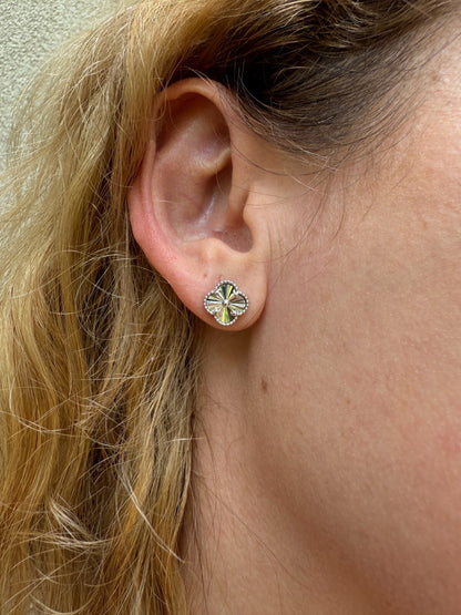 Diamond Cut Clover Earrings - 925 Silver - 8mm-12mm