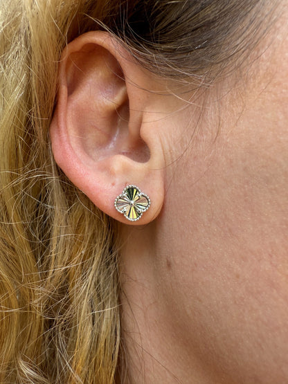 Diamond Cut Clover Earrings - 925 Silver - 8mm-12mm