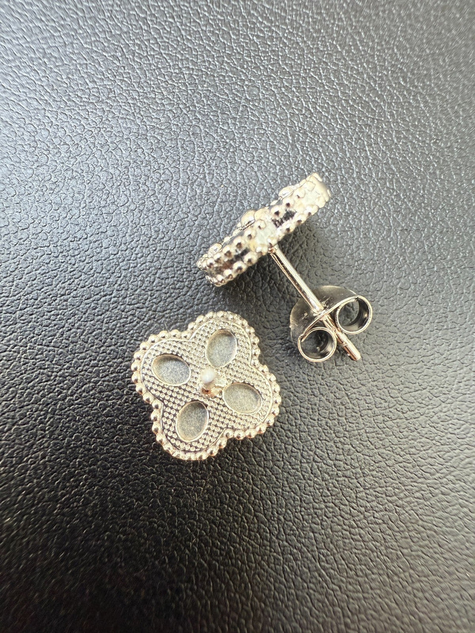 Diamond Cut Clover Earrings - 925 Silver - 8mm-12mm