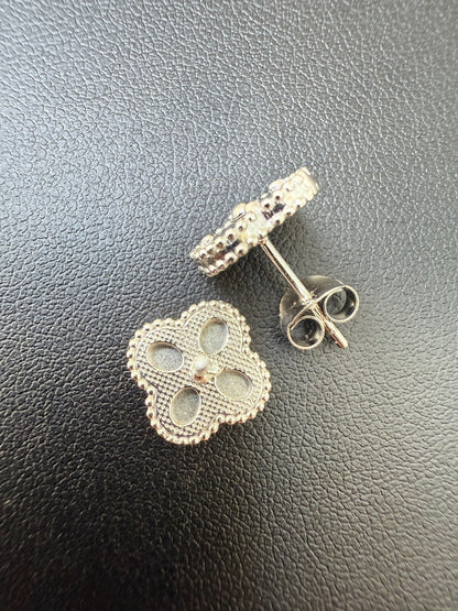 Diamond Cut Clover Earrings - 925 Silver - 8mm-12mm