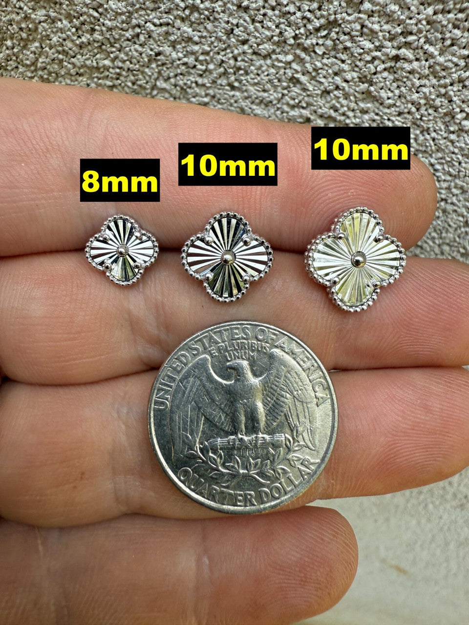 Diamond Cut Clover Earrings - 925 Silver - 8mm-12mm