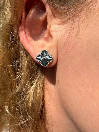 Diamond Cut Clover Earrings - 925 Silver - 8mm-12mm