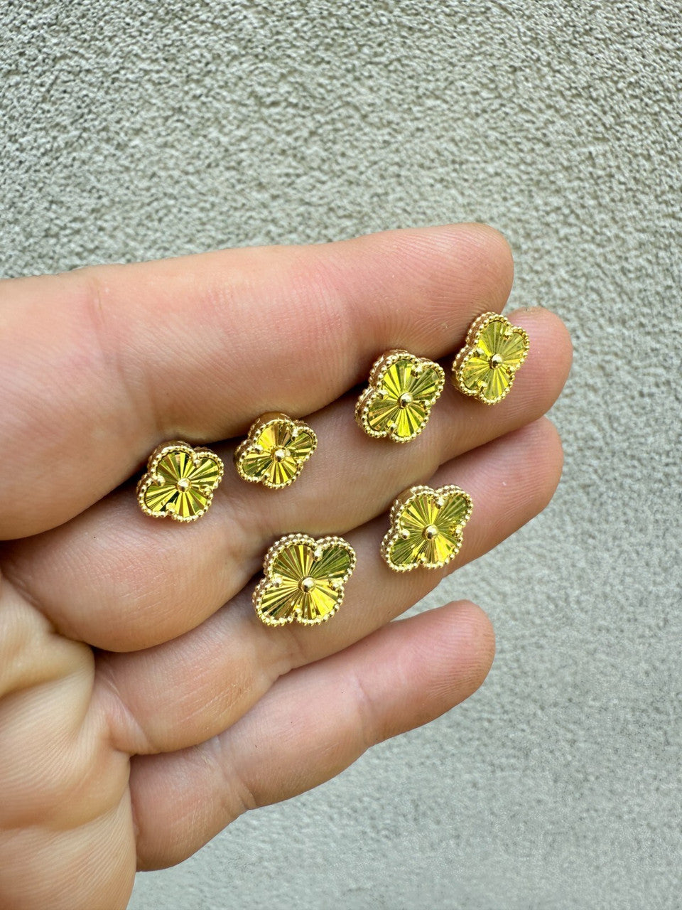 Diamond Cut Clover Earrings - 14k Gold Vermeil 925 Silver - 8mm-12mm