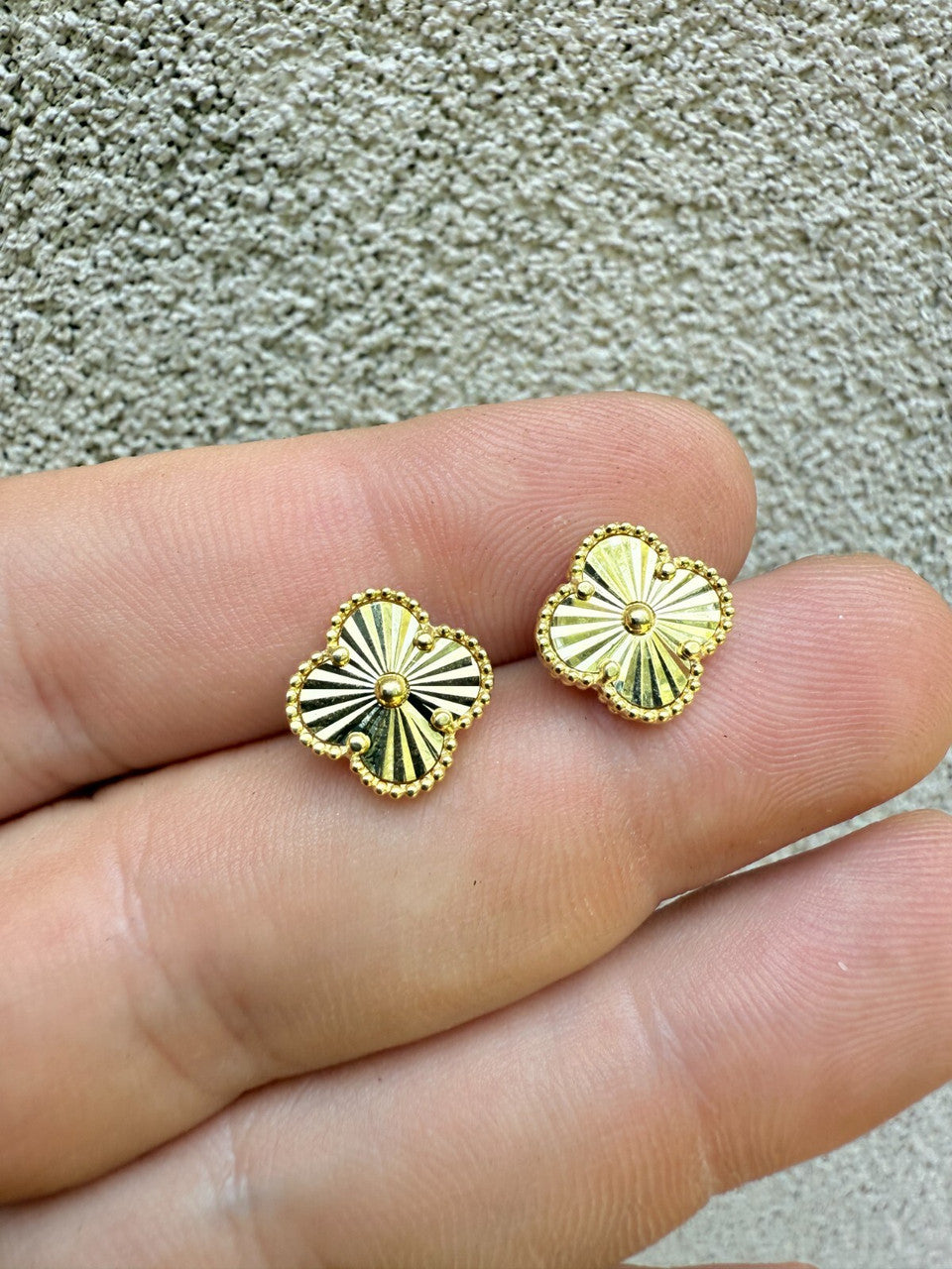 Diamond Cut Clover Earrings - 14k Gold Vermeil 925 Silver - 8mm-12mm