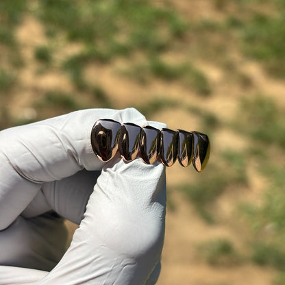 Real SOLID 14k Rose Gold 925 Sterling Silver Custom GRILLZ Teeth Top Bottom