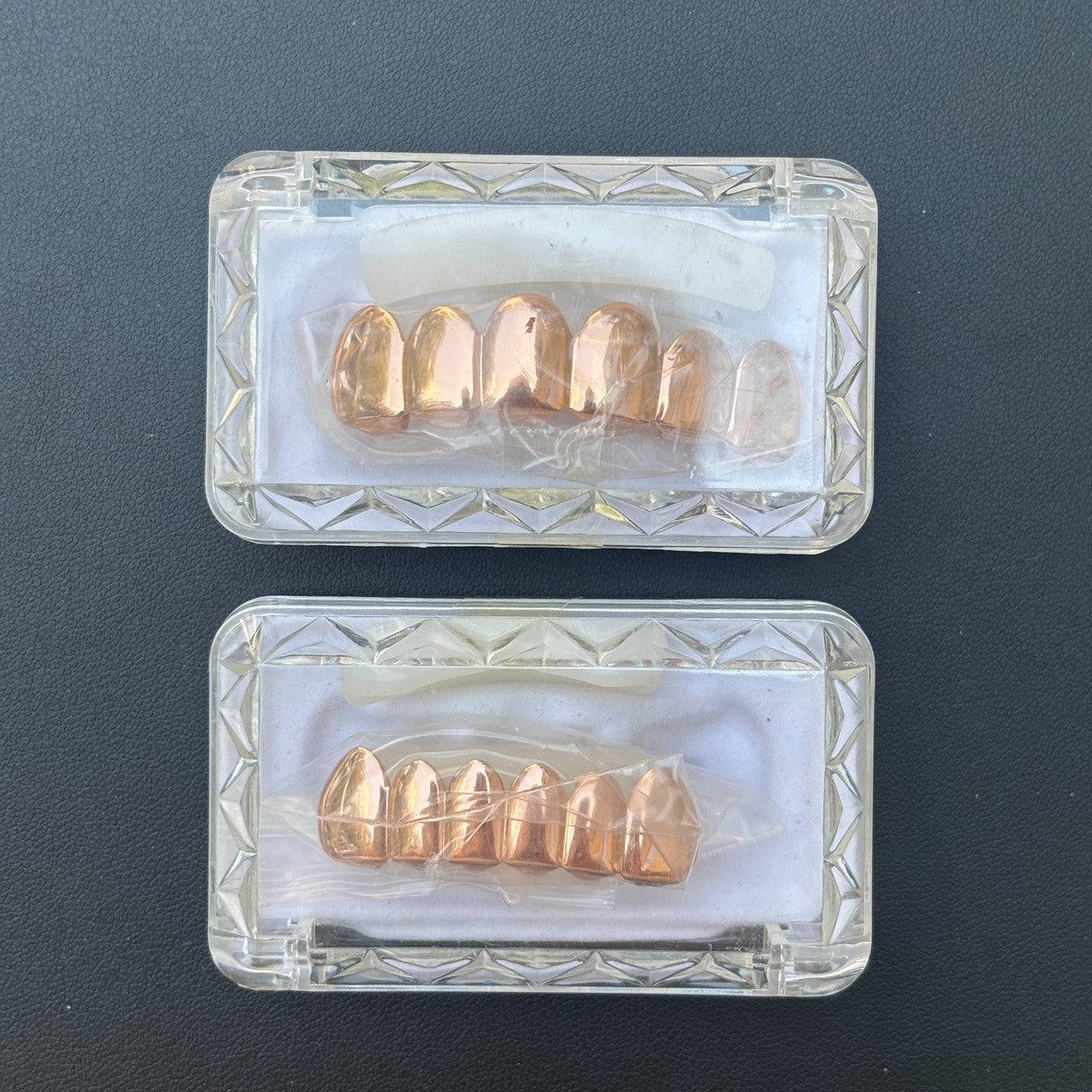 Real SOLID 14k Rose Gold 925 Sterling Silver Custom GRILLZ Teeth Top Bottom