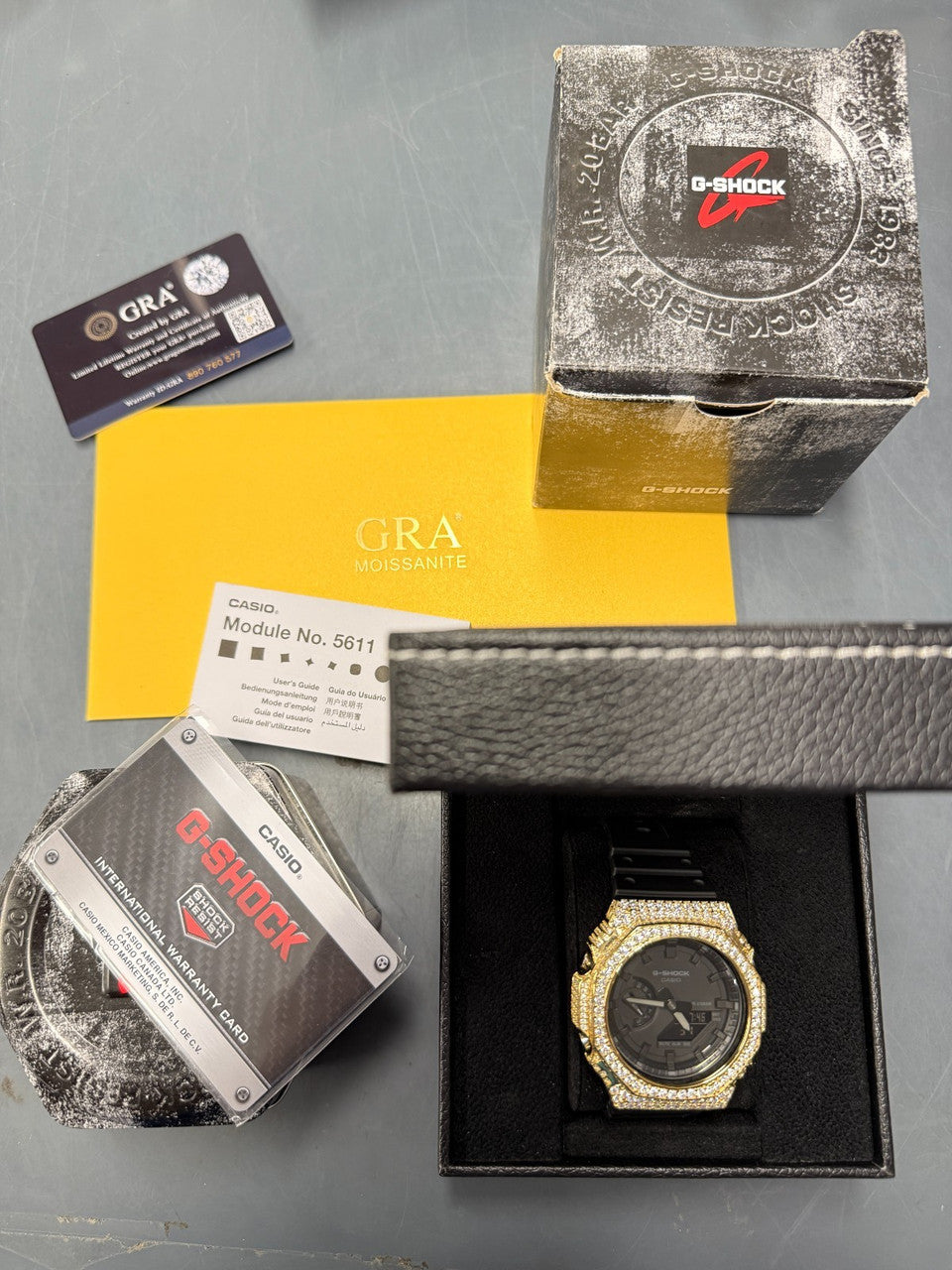 MOISSANITE Real 14k Gold Over 925 Silver Iced Casio G Shock GA2100 Hip Hop Watch