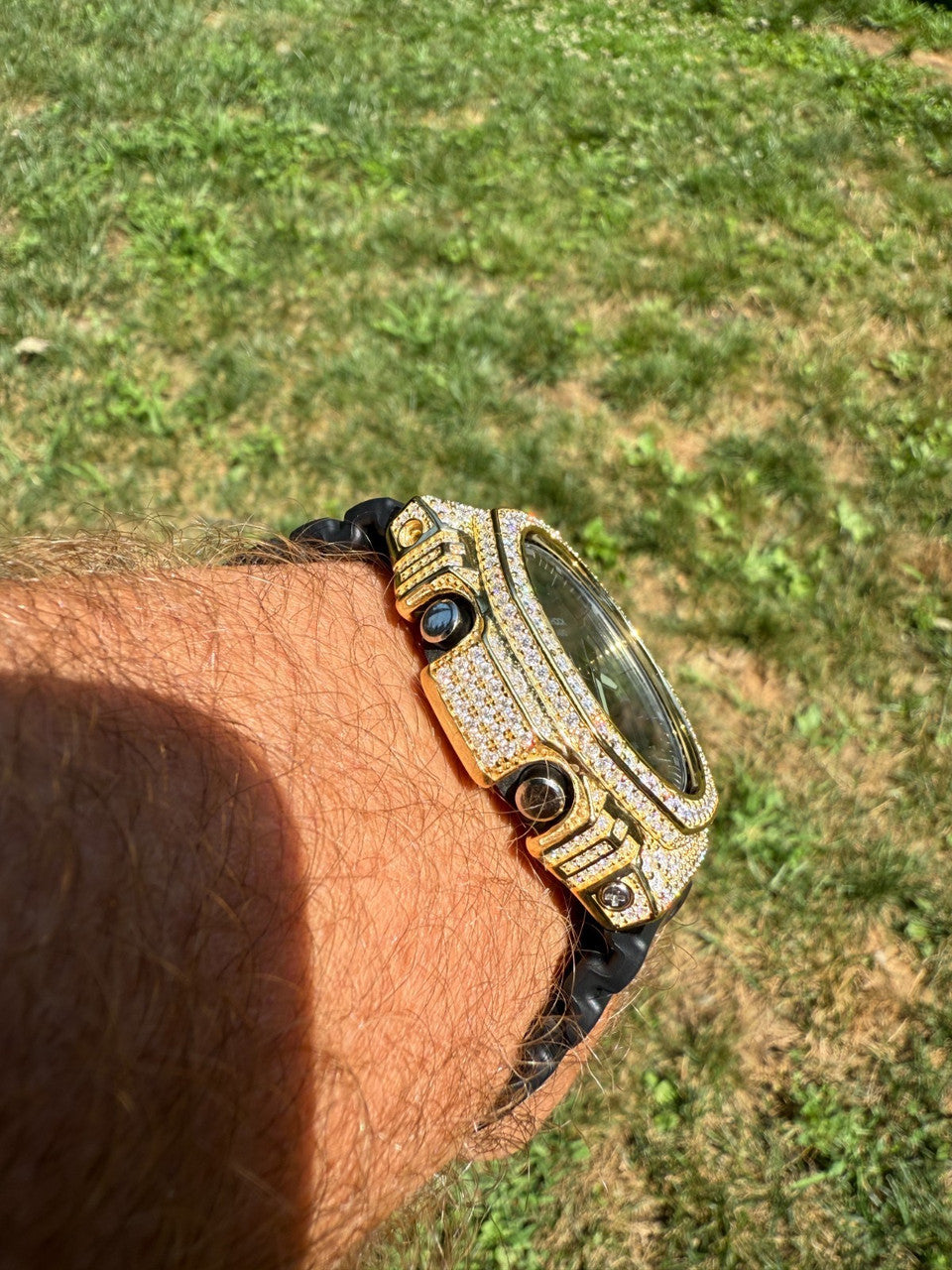 MOISSANITE Real 14k Gold Over 925 Silver Iced Casio G Shock GA2100 Hip Hop Watch