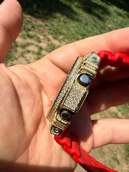 MOISSANITE Real 14k Gold Over 925 Silver Iced Red Casio G Shock GA2100 Watch