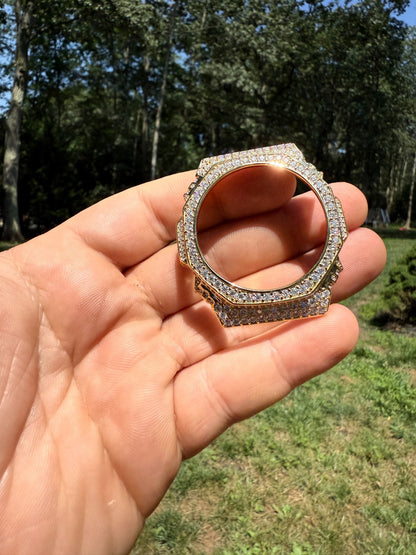 MOISSANITE 14k Gold 925 Silver Iced BEZEL Kit For Casio G Shock GA-2100 Watch