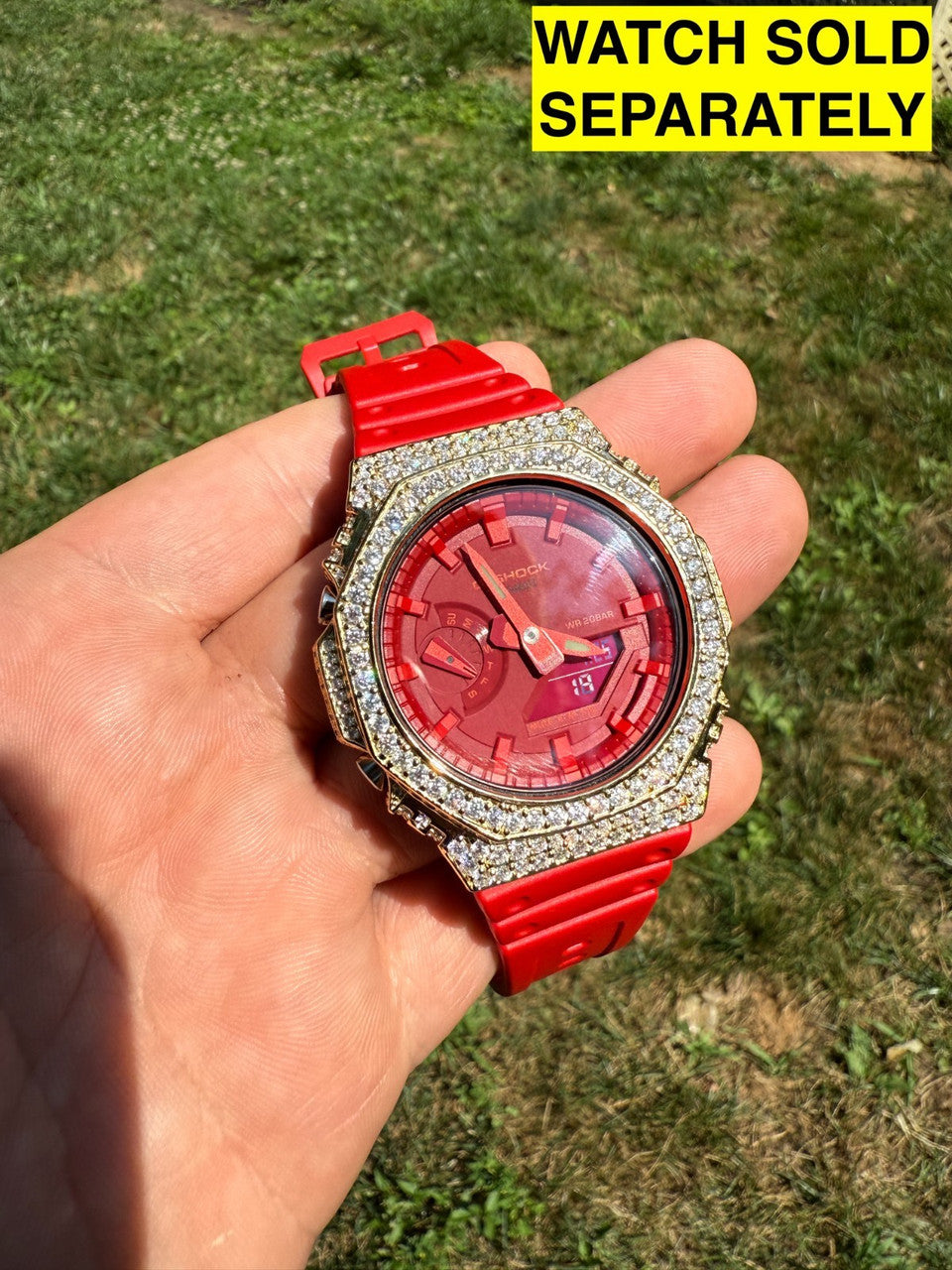 MOISSANITE 14k Gold 925 Silver Iced BEZEL Kit For Casio G Shock GA-2100 Watch