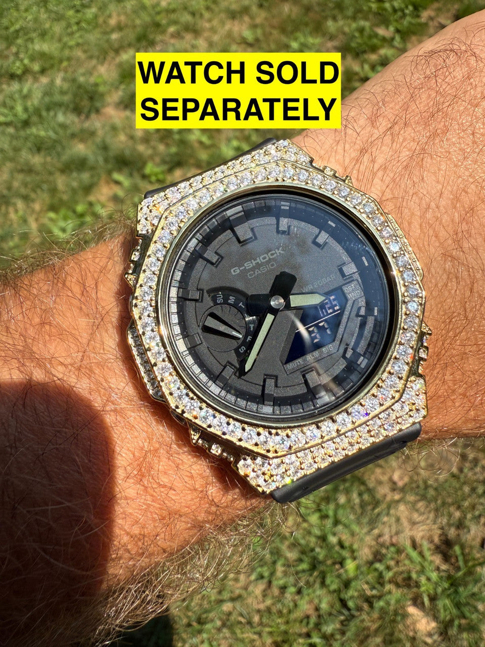 MOISSANITE 14k Gold 925 Silver Iced BEZEL Kit For Casio G Shock GA-2100 Watch