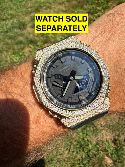 MOISSANITE 14k Gold 925 Silver Iced BEZEL Kit For Casio G Shock GA-2100 Watch