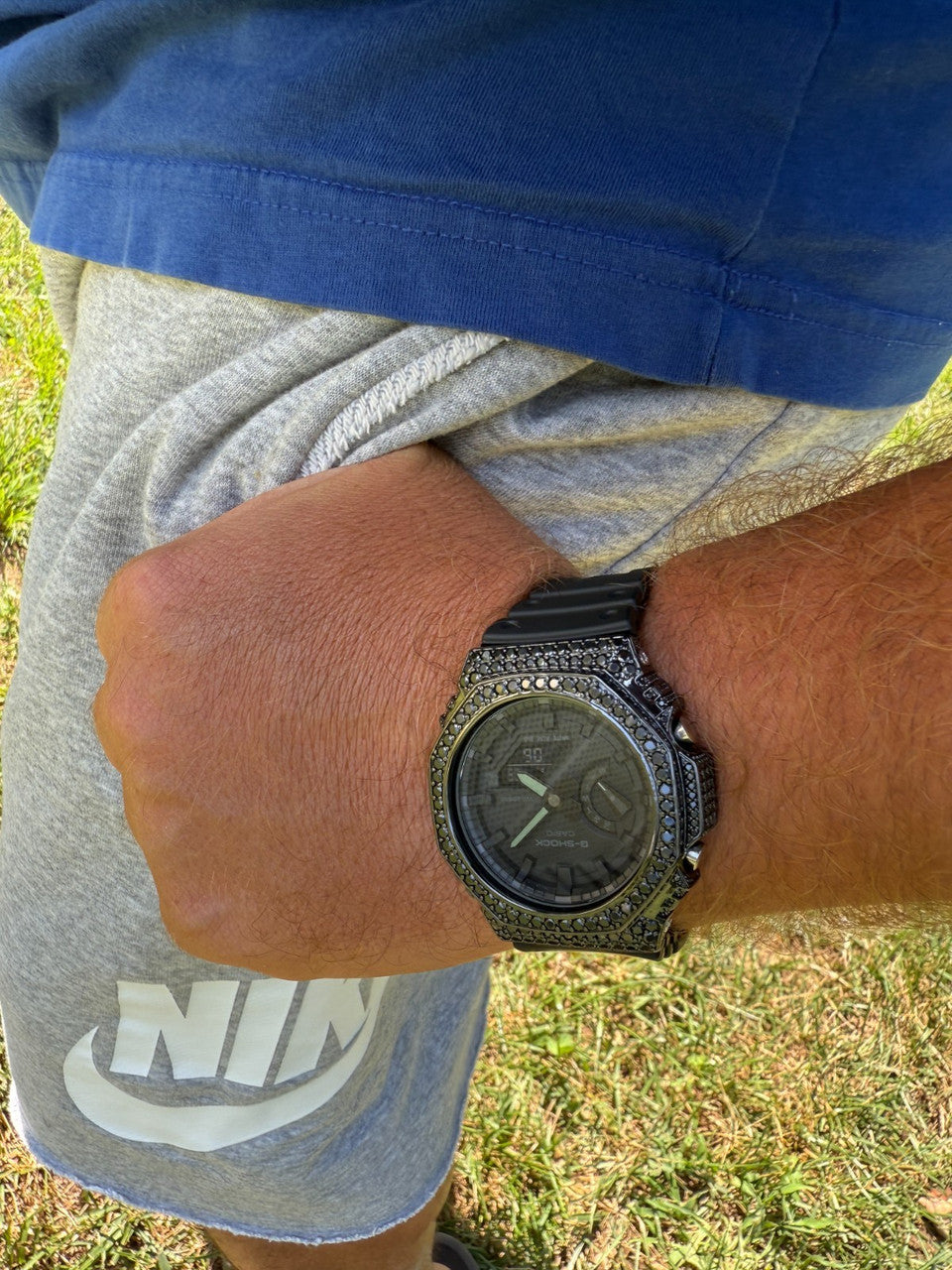 BLACK MOISSANITE Real Black 925 Silver Iced Casio G Shock GA2100 Hip Hop Watch