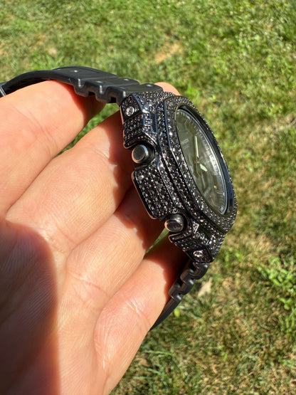 BLACK MOISSANITE Real Black 925 Silver Iced Casio G Shock GA2100 Hip Hop Watch