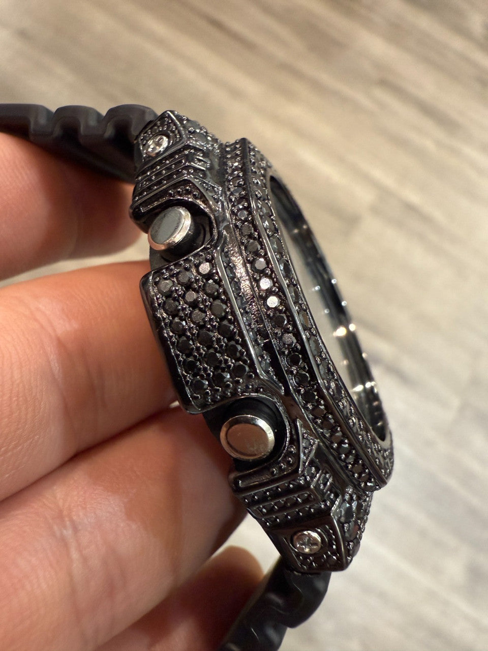 BLACK MOISSANITE Real Black 925 Silver Iced Casio G Shock GA2100 Hip Hop Watch