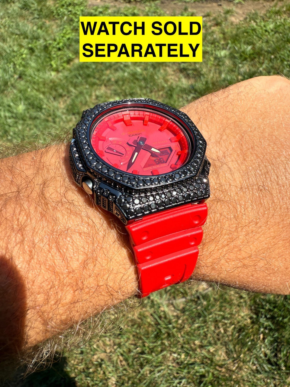 BLACK MOISSANITE Real 925 Silver Iced BEZEL Kit For Casio G Shock GA-2100 Watch