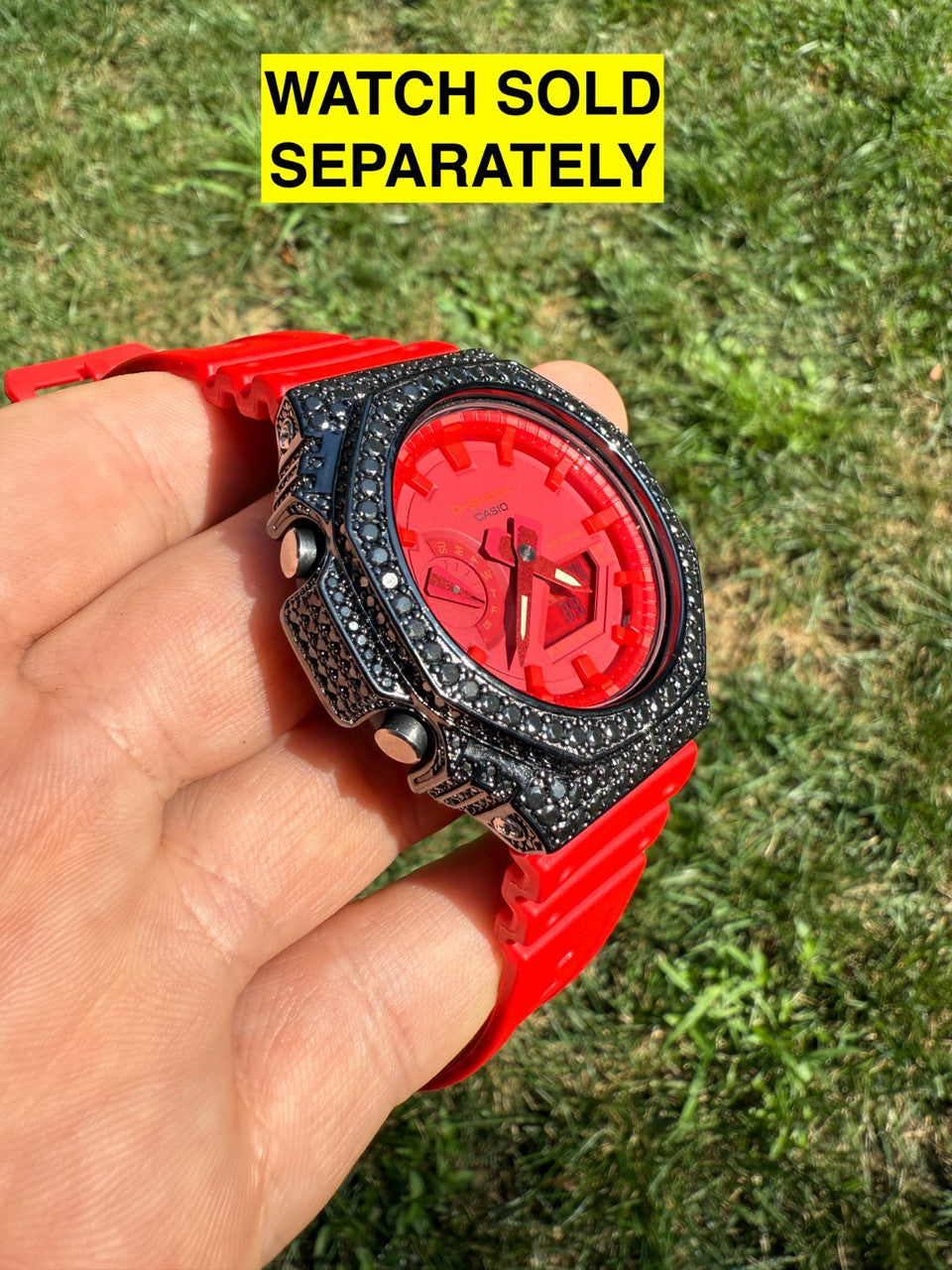 BLACK MOISSANITE Real 925 Silver Iced BEZEL Kit For Casio G Shock GA-2100 Watch