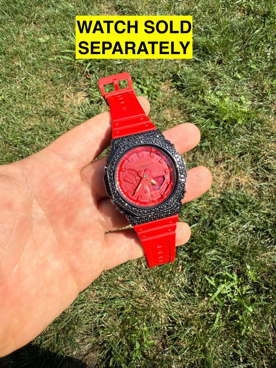 BLACK MOISSANITE Real 925 Silver Iced BEZEL Kit For Casio G Shock GA-2100 Watch