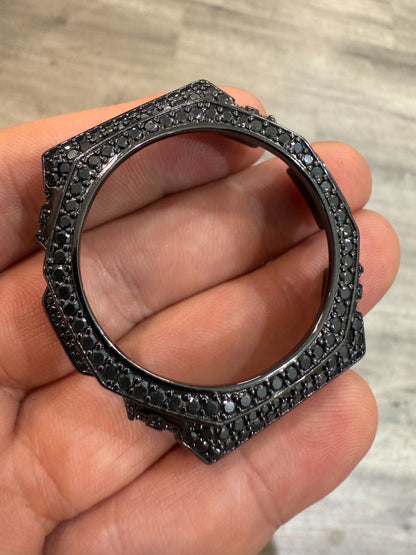 BLACK MOISSANITE Real 925 Silver Iced BEZEL Kit For Casio G Shock GA-2100 Watch