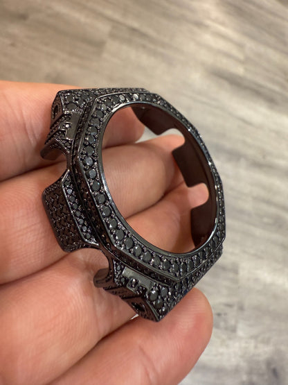 BLACK MOISSANITE Real 925 Silver Iced BEZEL Kit For Casio G Shock GA-2100 Watch