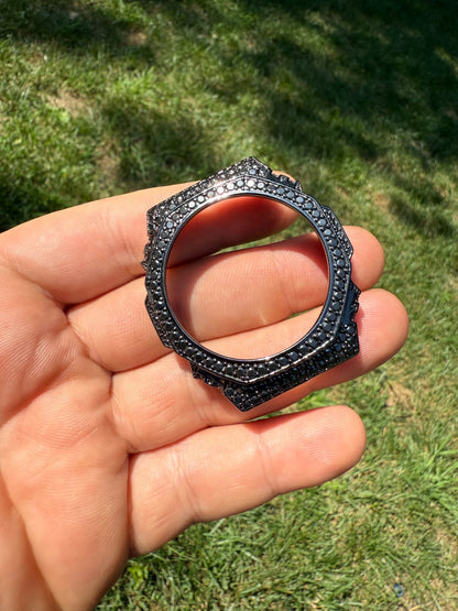 BLACK MOISSANITE Real 925 Silver Iced BEZEL Kit For Casio G Shock GA-2100 Watch