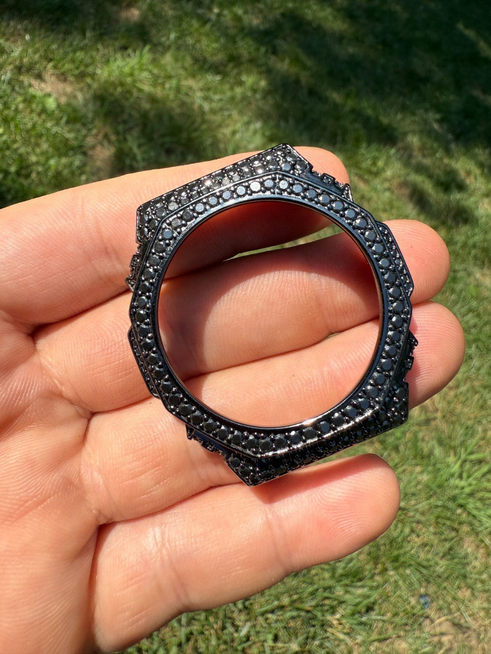 BLACK MOISSANITE Real 925 Silver Iced BEZEL Kit For Casio G Shock GA-2100 Watch