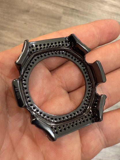 BLACK MOISSANITE Real 925 Silver Iced BEZEL Kit For Casio G Shock GA-2100 Watch