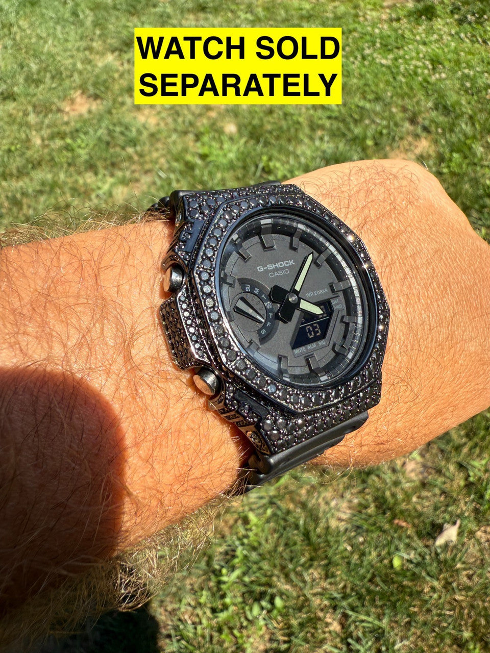 BLACK MOISSANITE Real 925 Silver Iced BEZEL Kit For Casio G Shock GA-2100 Watch