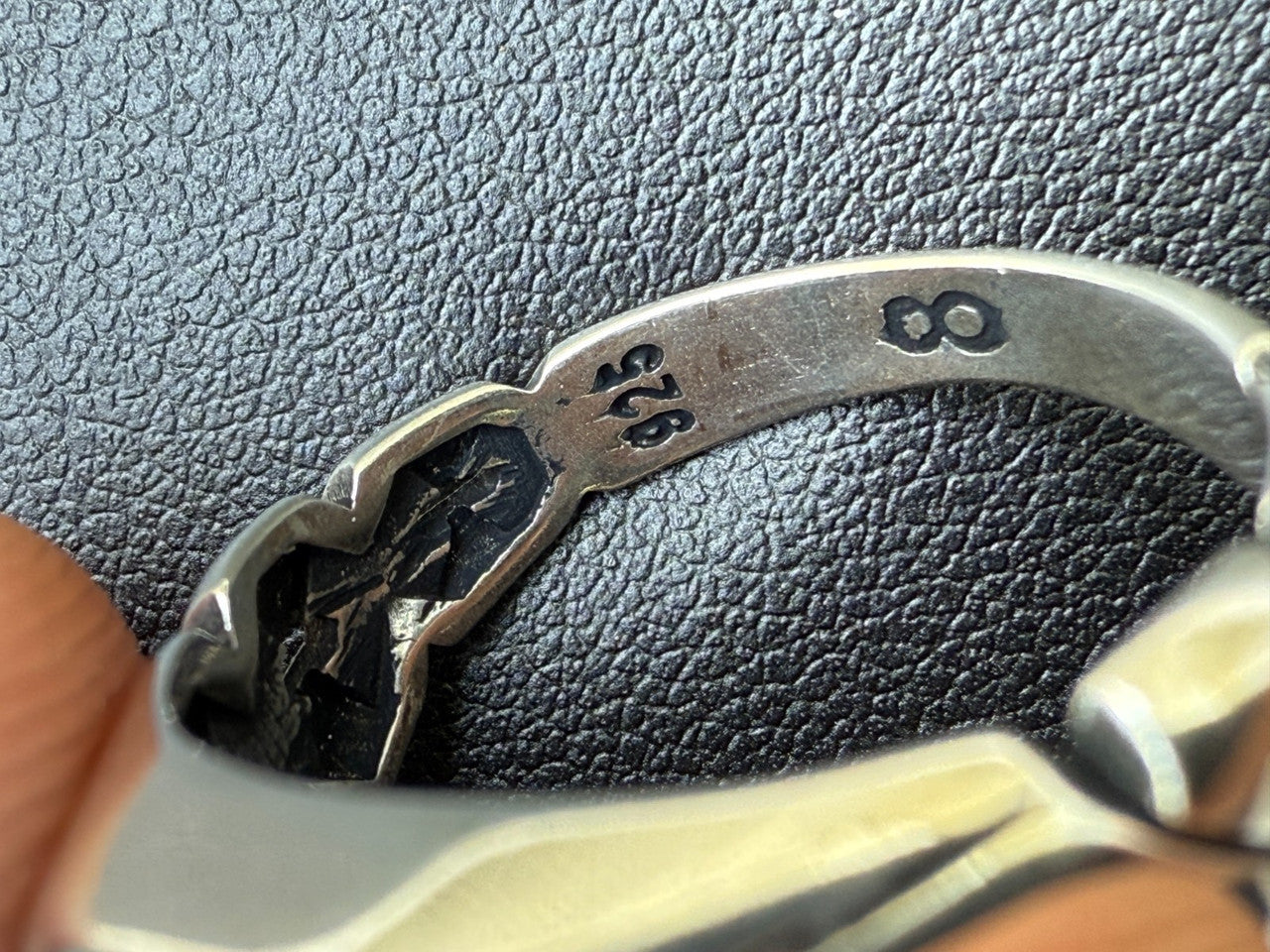 Miami Cuban Ring - 925 Silver Oxidized - Genuine Blue Turquoise Stone