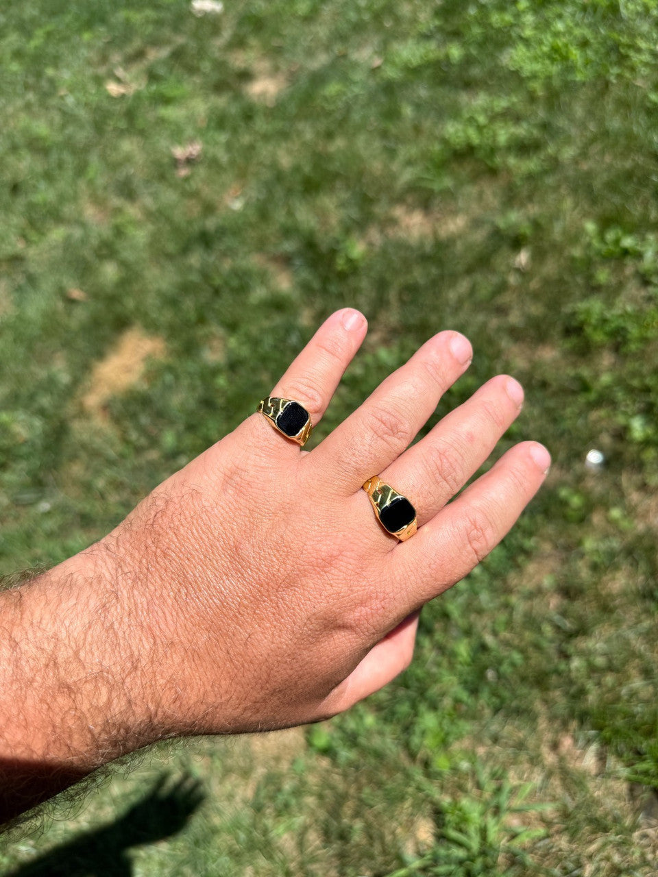 Miami Cuban Ring - 14k Gold Vermeil 925 Silver - Genuine Black Onyx Stone
