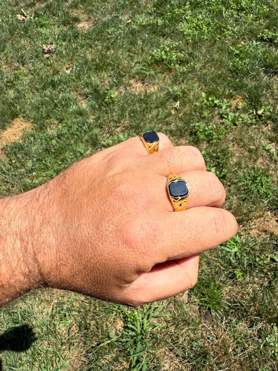 Miami Cuban Ring - 14k Gold Vermeil 925 Silver - Genuine Black Onyx Stone