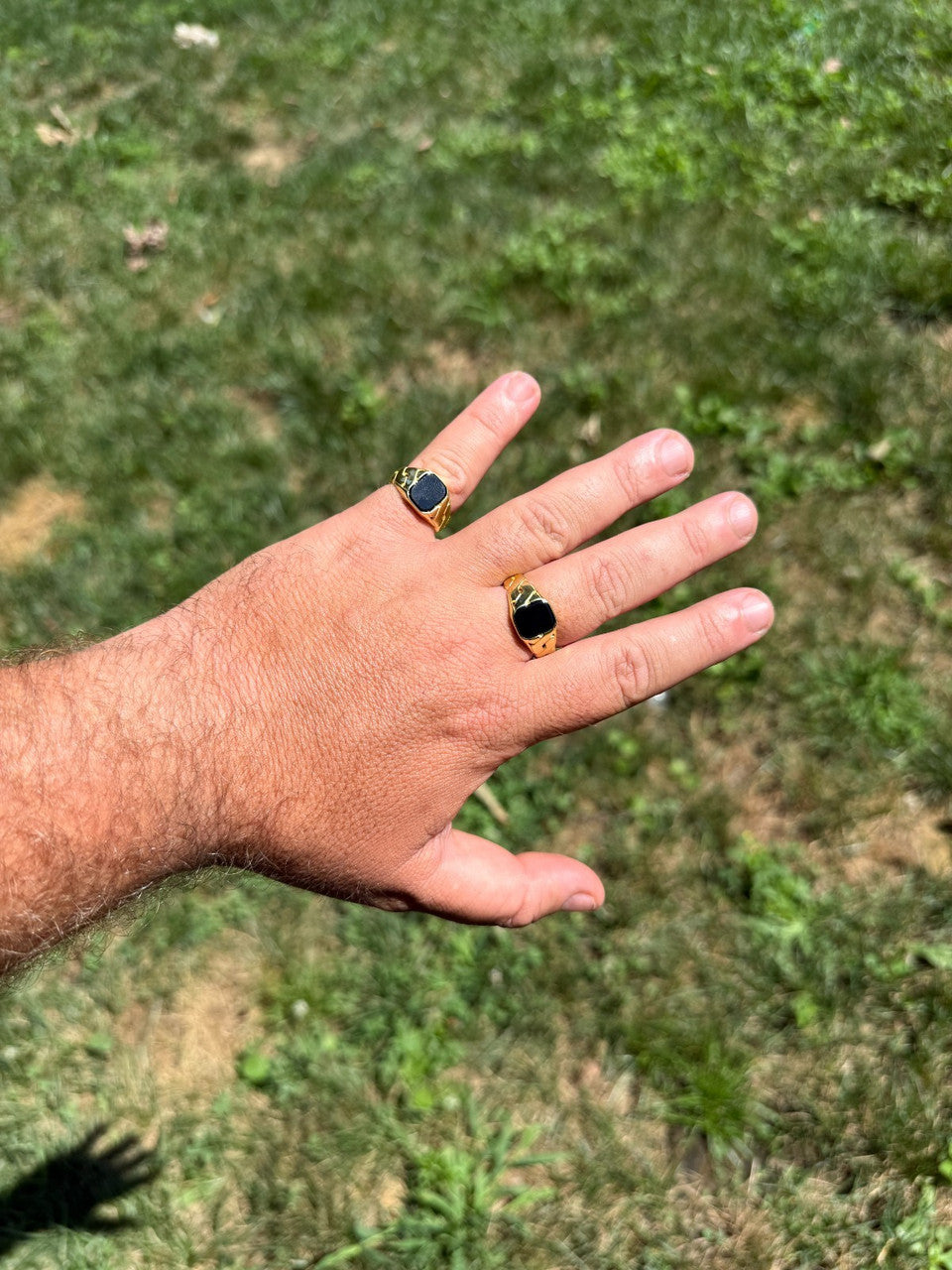 Miami Cuban Ring - 14k Gold Vermeil 925 Silver - Genuine Black Onyx Stone